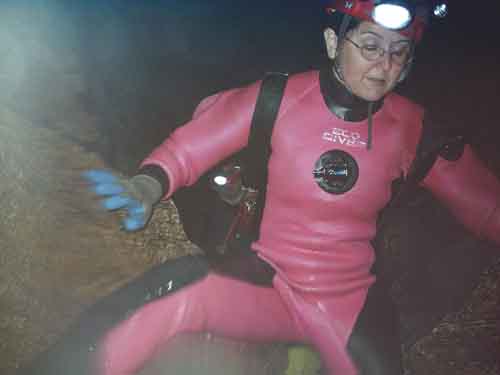 Climbing the upstream water fall at Snail Shell Cave - September 2004 - Tennessee