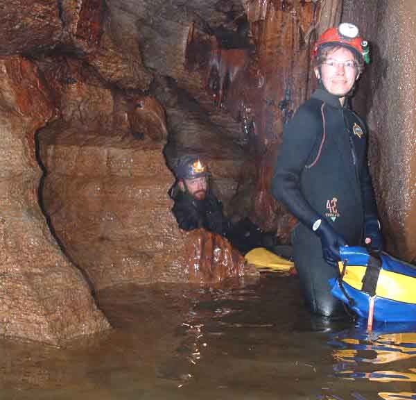Jason & Deb at a Flowstone Squeeze at Snail Shell Cave - Tennessee September 2004